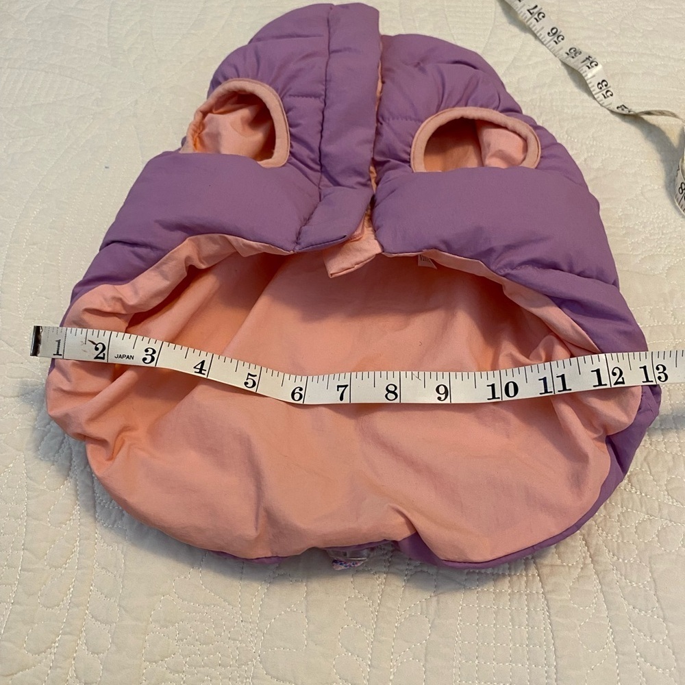 Purple and Pink Puffer Jacket for dogs with a Pull String and Slot For Leash. - Picture 6 of 10